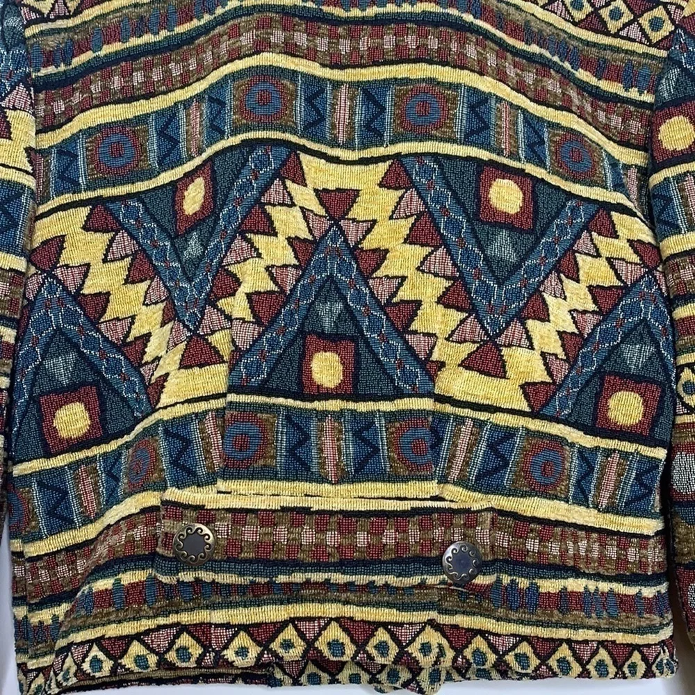 To Die For || 100% Cotton Vintage Cropped Woven Tapestry Southwestern Jacket S